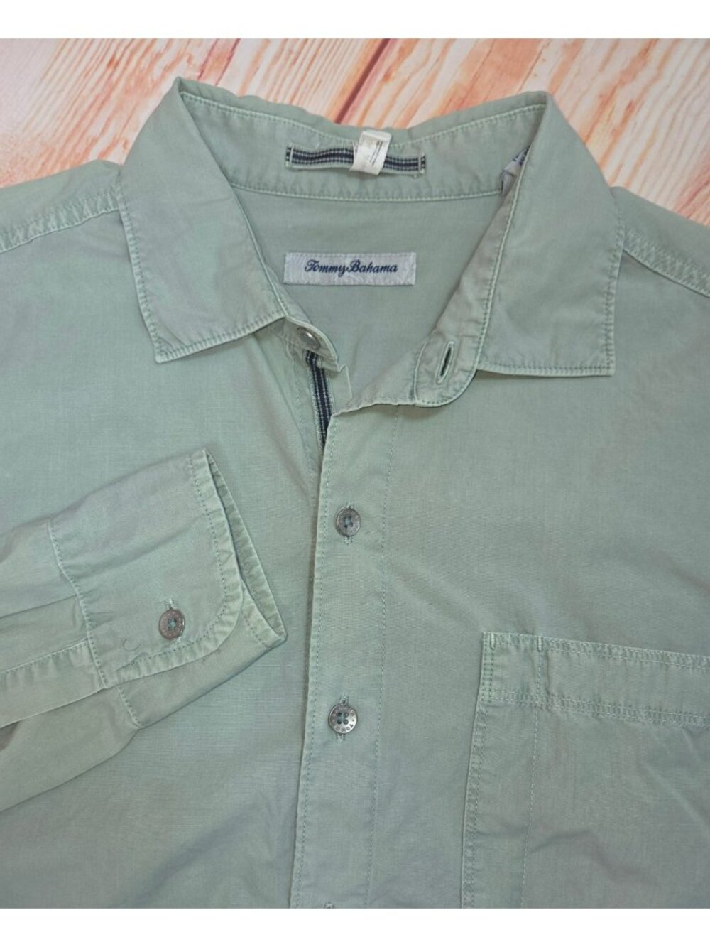 Tommy Bahama Mens Green Long Sleeve Button-Up Shirt Medium